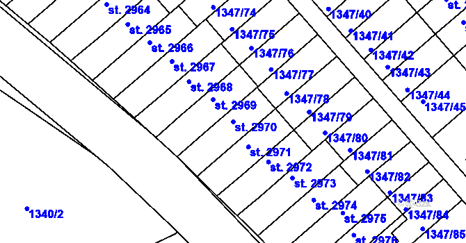 Parcela st. 2970 v KÚ Dobříš, Katastrální mapa