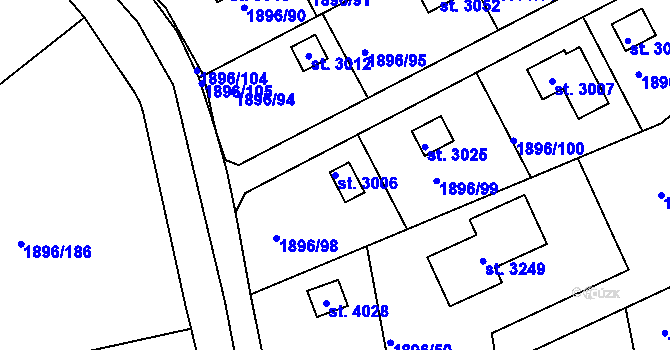 Parcela st. 3006 v KÚ Dobříš, Katastrální mapa