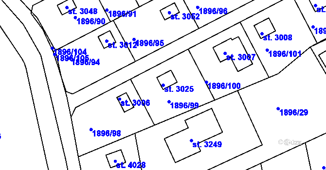 Parcela st. 3025 v KÚ Dobříš, Katastrální mapa