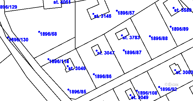 Parcela st. 3047 v KÚ Dobříš, Katastrální mapa