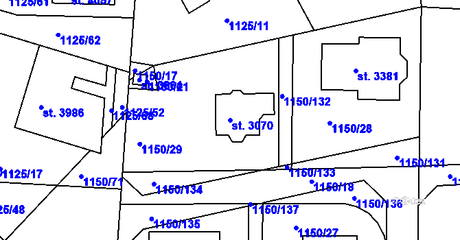 Parcela st. 3070 v KÚ Dobříš, Katastrální mapa