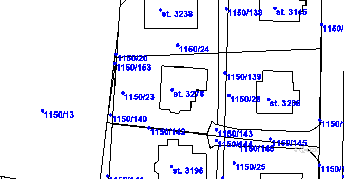 Parcela st. 3278 v KÚ Dobříš, Katastrální mapa