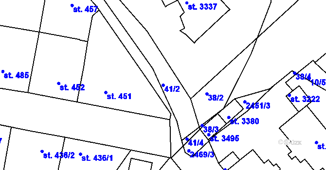 Parcela st. 41/2 v KÚ Dobříš, Katastrální mapa
