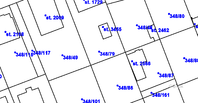 Parcela st. 348/79 v KÚ Dobříš, Katastrální mapa