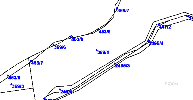 Parcela st. 369/1 v KÚ Dobříš, Katastrální mapa
