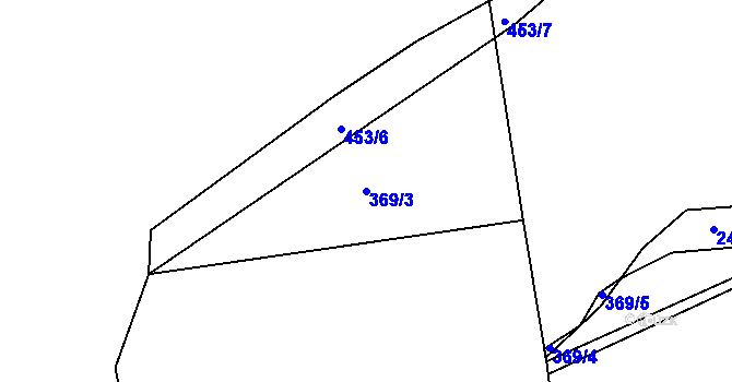 Parcela st. 369/3 v KÚ Dobříš, Katastrální mapa