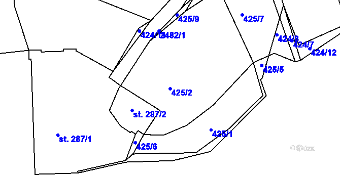 Parcela st. 425/2 v KÚ Dobříš, Katastrální mapa
