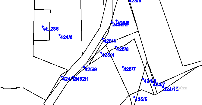 Parcela st. 425/4 v KÚ Dobříš, Katastrální mapa