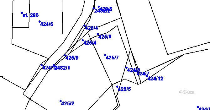 Parcela st. 425/7 v KÚ Dobříš, Katastrální mapa