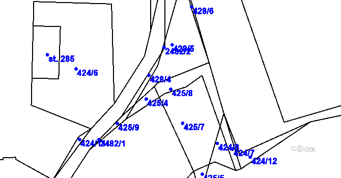 Parcela st. 425/8 v KÚ Dobříš, Katastrální mapa