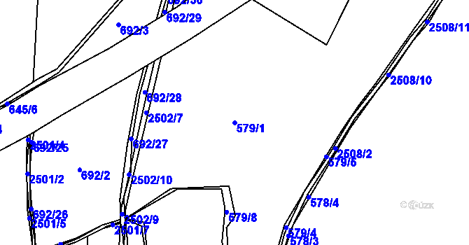 Parcela st. 579/1 v KÚ Dobříš, Katastrální mapa