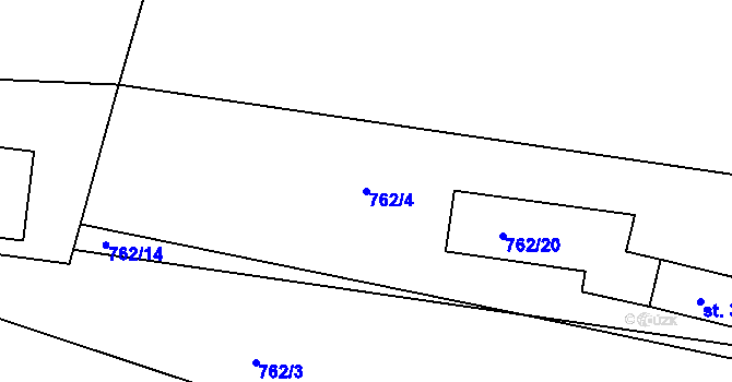 Parcela st. 762/4 v KÚ Dobříš, Katastrální mapa