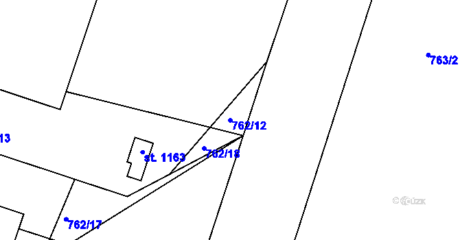 Parcela st. 762/12 v KÚ Dobříš, Katastrální mapa