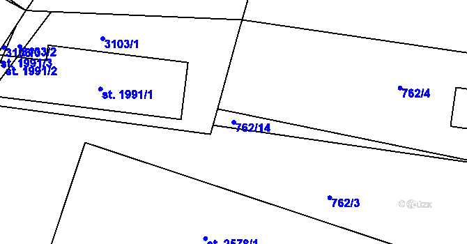Parcela st. 762/14 v KÚ Dobříš, Katastrální mapa