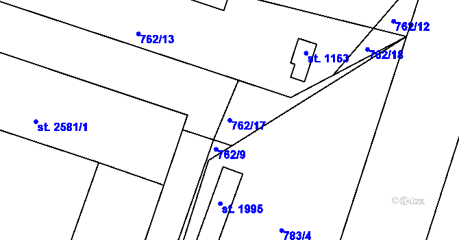 Parcela st. 762/17 v KÚ Dobříš, Katastrální mapa