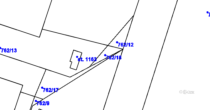 Parcela st. 762/18 v KÚ Dobříš, Katastrální mapa