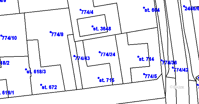 Parcela st. 774/24 v KÚ Dobříš, Katastrální mapa
