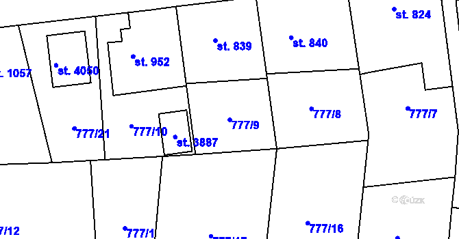 Parcela st. 777/9 v KÚ Dobříš, Katastrální mapa