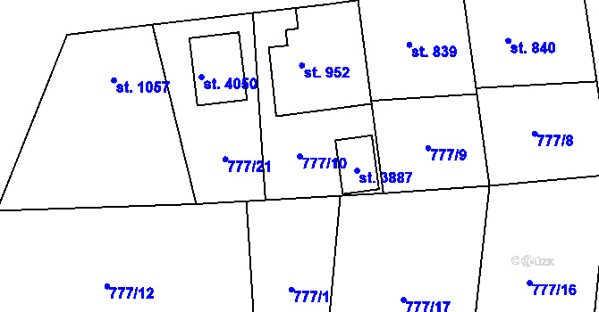 Parcela st. 777/10 v KÚ Dobříš, Katastrální mapa