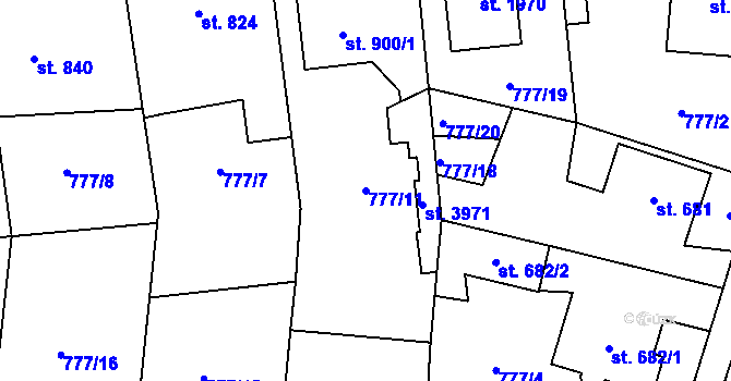 Parcela st. 777/11 v KÚ Dobříš, Katastrální mapa
