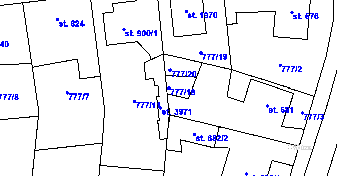 Parcela st. 777/18 v KÚ Dobříš, Katastrální mapa