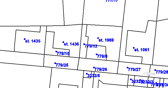 Parcela st. 779/12 v KÚ Dobříš, Katastrální mapa