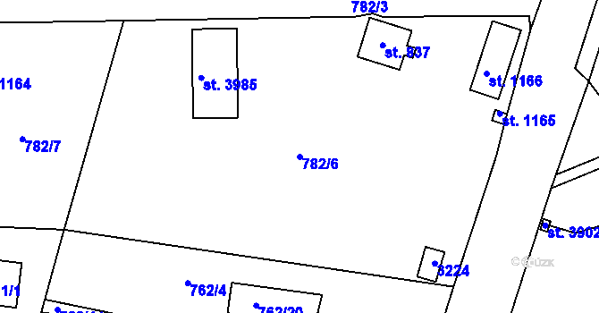 Parcela st. 782/6 v KÚ Dobříš, Katastrální mapa