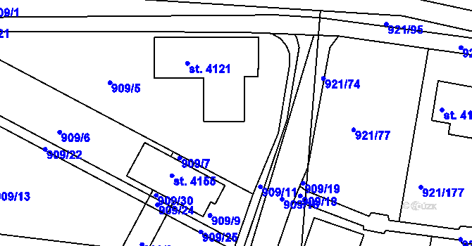 Parcela st. 909/2 v KÚ Dobříš, Katastrální mapa