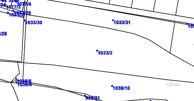Parcela st. 1033/2 v KÚ Dobříš, Katastrální mapa