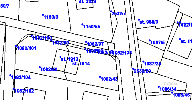Parcela st. 1082/44 v KÚ Dobříš, Katastrální mapa
