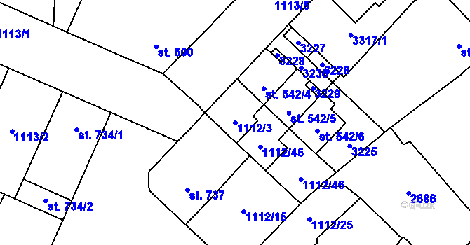 Parcela st. 1112/3 v KÚ Dobříš, Katastrální mapa