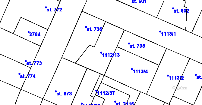 Parcela st. 1112/13 v KÚ Dobříš, Katastrální mapa