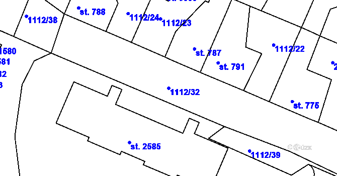Parcela st. 1112/32 v KÚ Dobříš, Katastrální mapa