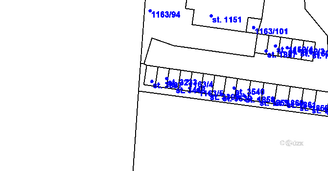 Parcela st. 1163/15 v KÚ Dobříš, Katastrální mapa