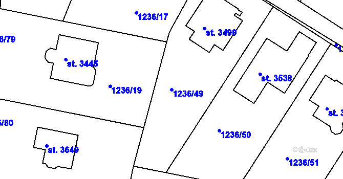 Parcela st. 1236/49 v KÚ Dobříš, Katastrální mapa