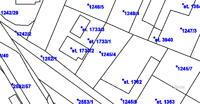 Parcela st. 1245/4 v KÚ Dobříš, Katastrální mapa