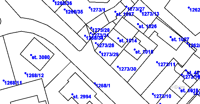 Parcela st. 1273/29 v KÚ Dobříš, Katastrální mapa