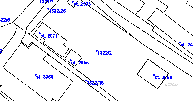 Parcela st. 1322/2 v KÚ Dobříš, Katastrální mapa