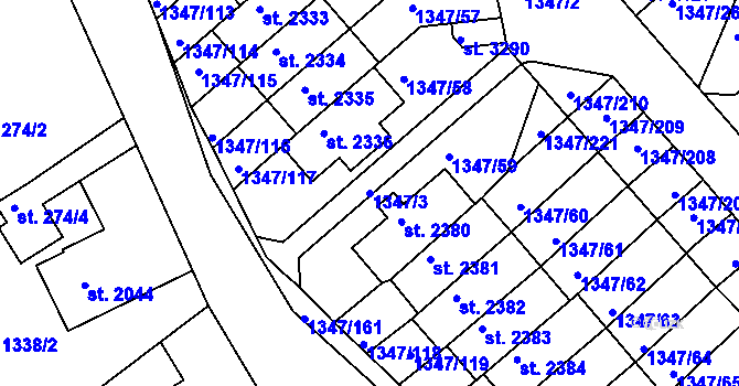 Parcela st. 1347/3 v KÚ Dobříš, Katastrální mapa