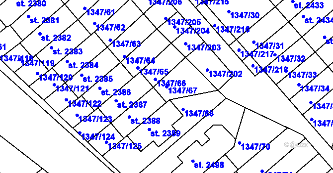 Parcela st. 1347/67 v KÚ Dobříš, Katastrální mapa