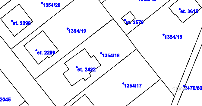 Parcela st. 1354/18 v KÚ Dobříš, Katastrální mapa