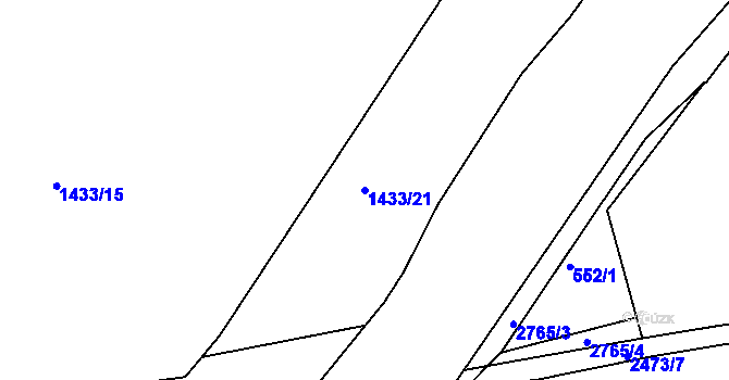 Parcela st. 1433/21 v KÚ Dobříš, Katastrální mapa