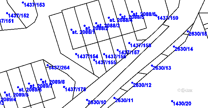 Parcela st. 1437/156 v KÚ Dobříš, Katastrální mapa