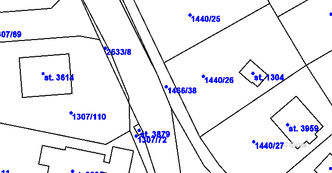 Parcela st. 1466/38 v KÚ Dobříš, Katastrální mapa