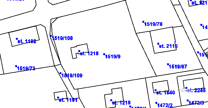 Parcela st. 1519/9 v KÚ Dobříš, Katastrální mapa