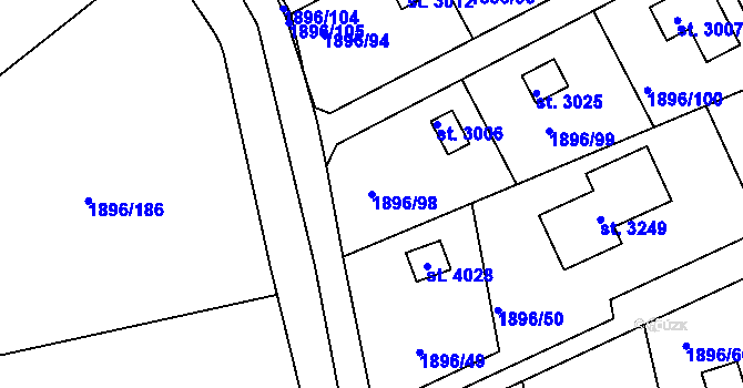 Parcela st. 1896/98 v KÚ Dobříš, Katastrální mapa