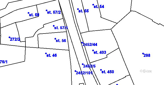 Parcela st. 2452/44 v KÚ Dobříš, Katastrální mapa