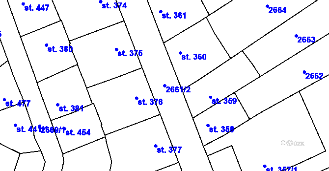 Parcela st. 2661/2 v KÚ Dobříš, Katastrální mapa