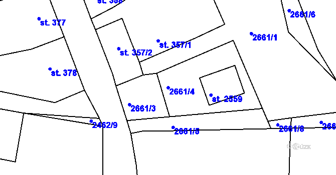 Parcela st. 2661/4 v KÚ Dobříš, Katastrální mapa