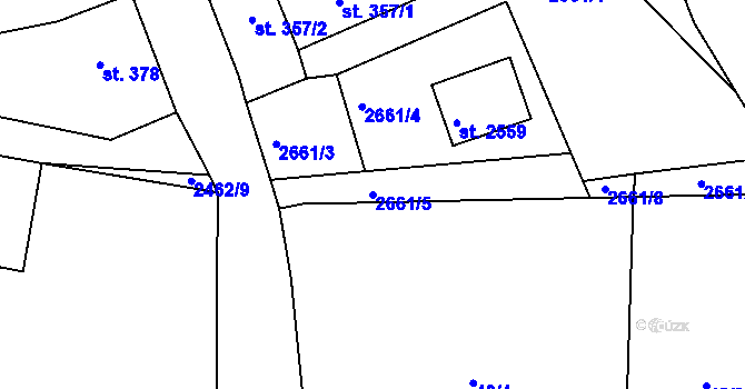 Parcela st. 2661/5 v KÚ Dobříš, Katastrální mapa